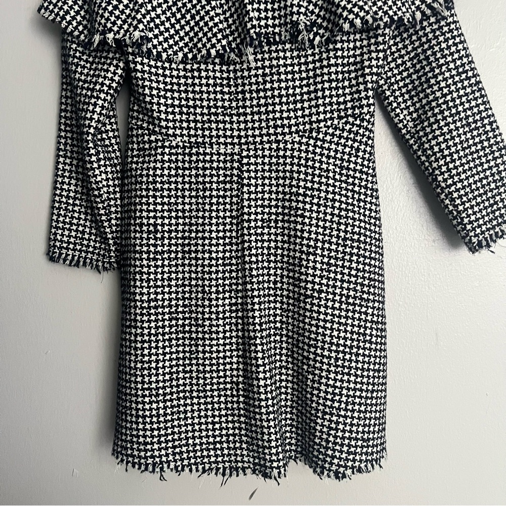 Zara Ruffle Top Tweed Classic Houndstooth Flare Dress XS - Picture 10 of 14